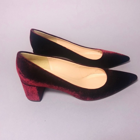 Authentic J.Crew Red Dark Avery Velvet Pumps - Picture 2 of 8
